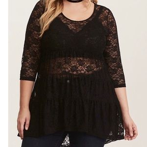 Torrid lacy black babydoll tunic Sz1